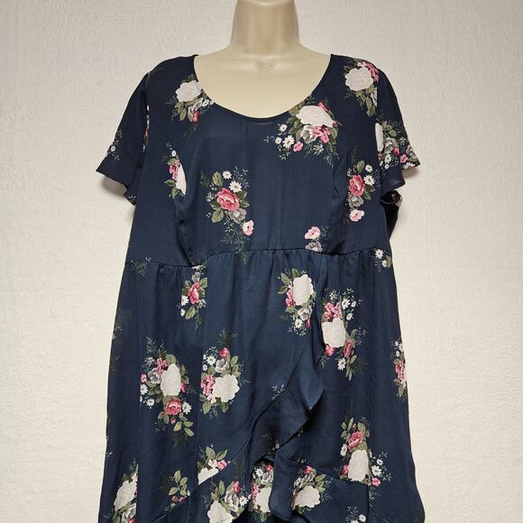 Torrid Women's SZ 1 (14/16) Dress Floral Midi Flowy Cottagecore Ruffled‎ - Picture 3 of 6